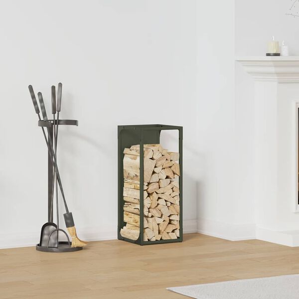 vidaXL Stojalo za drva Olive Green 25x25x60 cm Hladno valjano jeklo