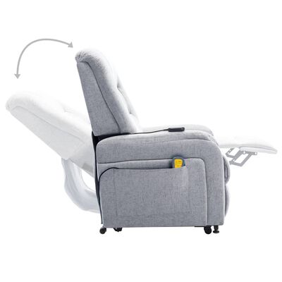 vidaXL Električni dvižni masažni TV fotelj svetlo sivo blago