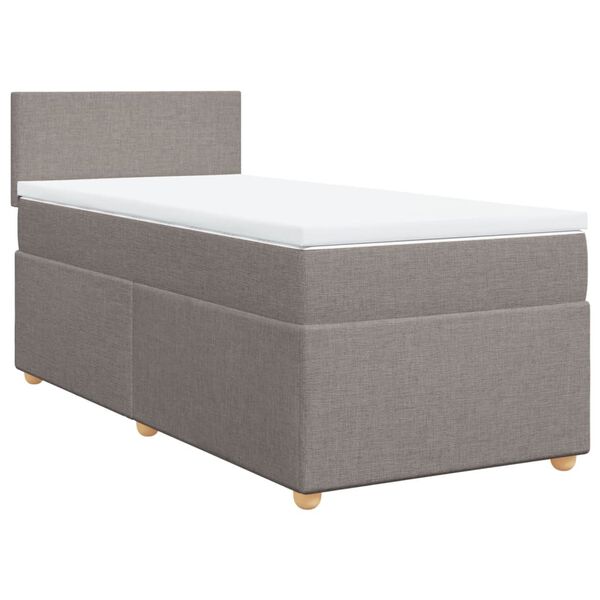 vidaXL Box spring postelja z vzmetnico taupe 90x200 cm blago