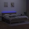 vidaXL Box spring postelja z vzmetnico LED taupe 160x200 cm blago