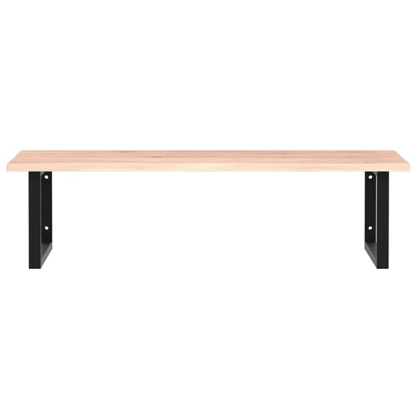 vidaXL Stenska polica za umivalnik jeklo in trdna hrastovina