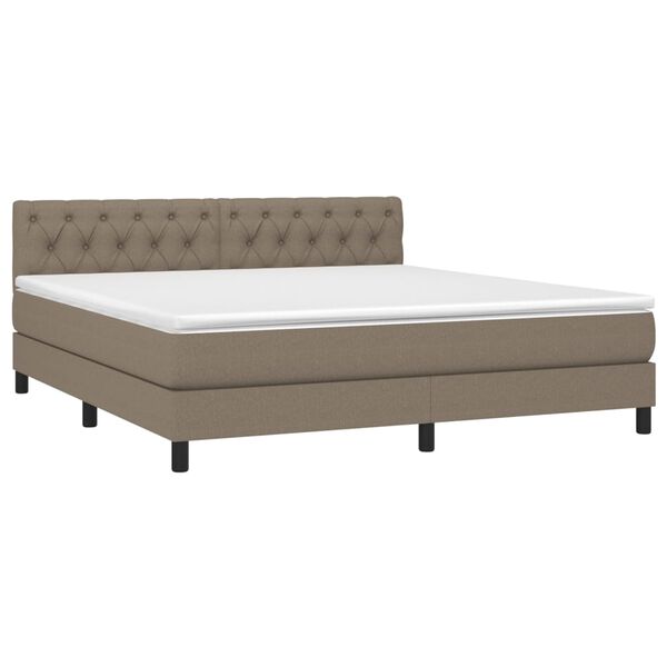 vidaXL Box spring postelja z vzmetnico LED taupe 160x200 cm blago