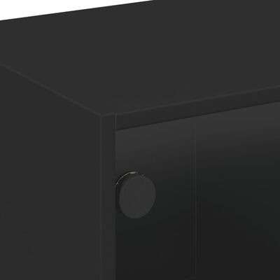 vidaXL TV omarica s steklenimi vrati črna 102x37x42 cm