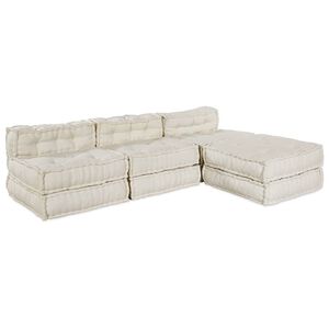 vidaXL Modularna sedežna enota Blago Krem 210 x 140 x 56 cm