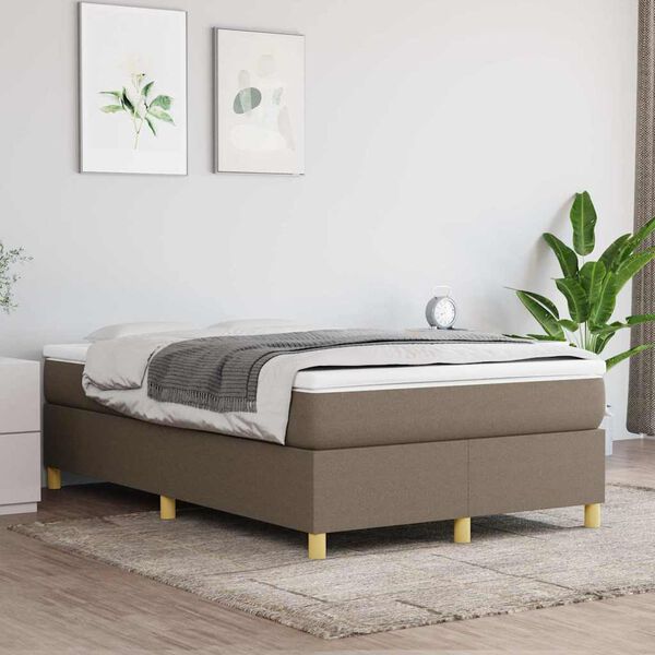 vidaXL Box spring postelja z vzmetnico taupe 120x190 cm blago