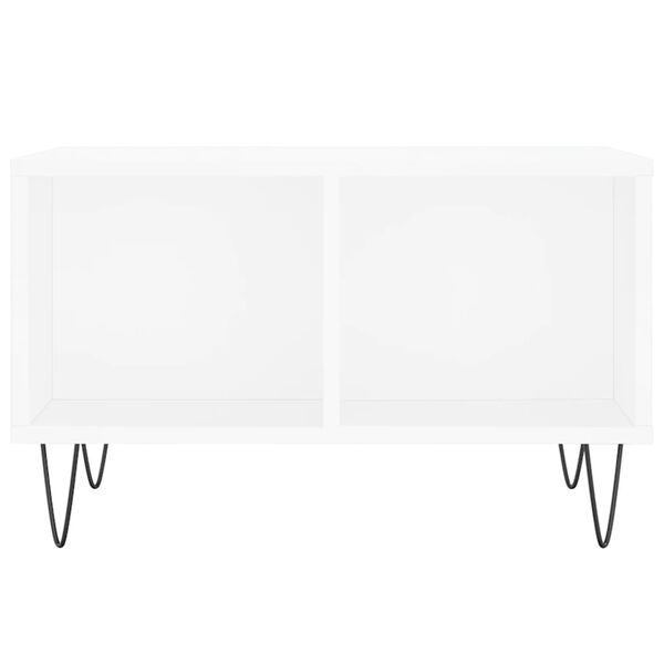 vidaXL Klubska mizica bela 60x50x36,5 cm inženirski les