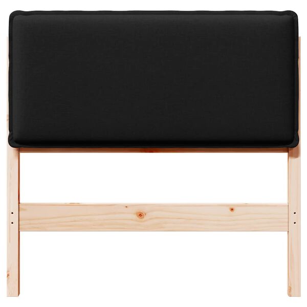 vidaXL Tapecirano vzglavje Naravna in črna 75 cm Masivno borovo les
