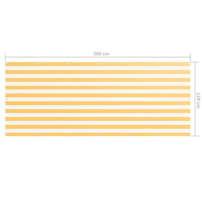 vidaXL Balkonsko platno belo in rumeno 120x300 cm oksford blago