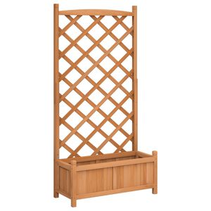 vidaXL Cvetlični lonec z re&scaron;etko rjav 75 x 35 x 150 cm masiven les jelke