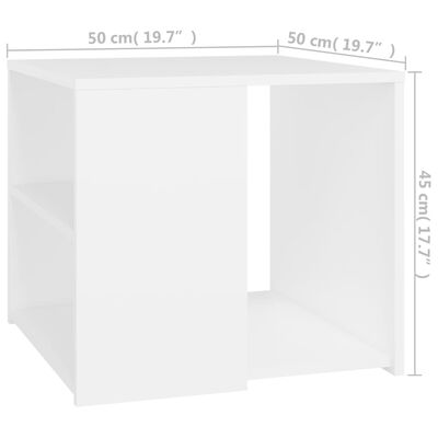 vidaXL Stranska mizica bela 50x50x45 cm iverna plošča