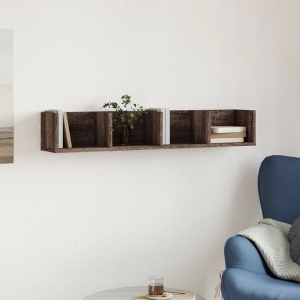 vidaXL Stenska omarica rjavi hrast 99x18x16,5 cm inženirski les