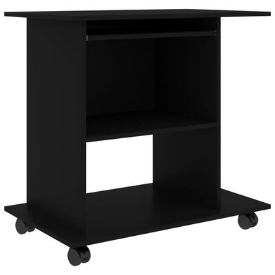 vidaXL Računalniška miza črna 80x50x75 cm iverna plošča