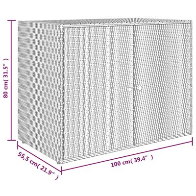 vidaXL Vrtna omara za shranjevanje črna 100x55,5x80 cm poli ratan