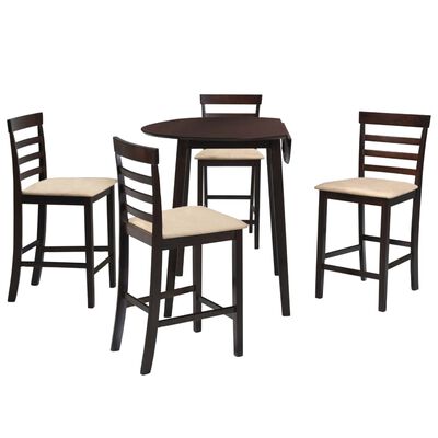 vidaXL Barska miza in stoli 5-delni komplet trden les temno rjava