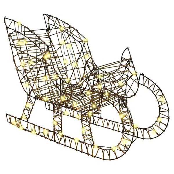 vidaXL Jelenova sani med 200 LED Toplo bela 70 x 26 x 128,5 cm Ratan