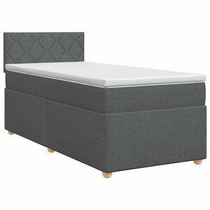 vidaXL Postelja boxspring z vzmetnico Temno siva 90 x 190 cm Blago