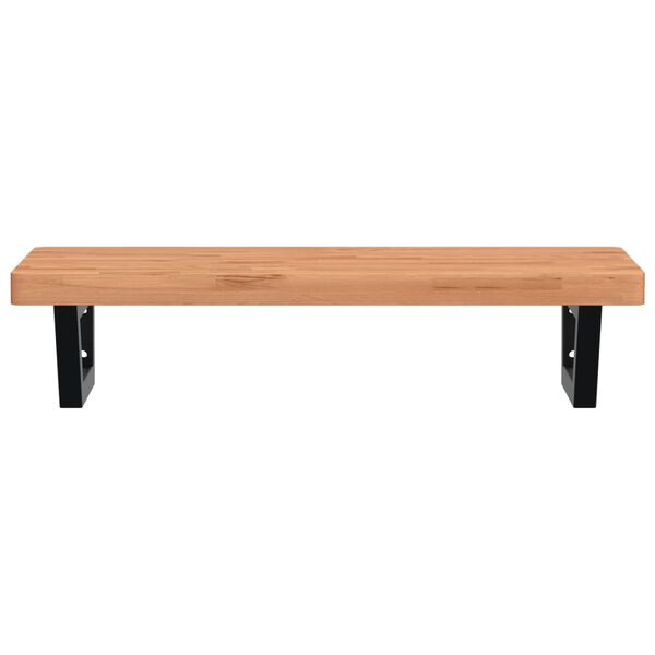 vidaXL Stenska polica za umivalnik jeklo in trdna bukovina