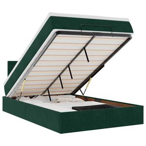 vidaXL Otomanski posteljni okvir z vzmetnico zelen 120x200 cm žamet