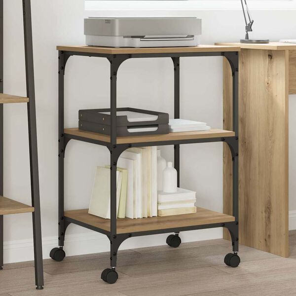 vidaXL Stojalo za tiskalnik Umetni hrast 50 x 41 x 75 cm