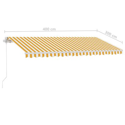 vidaXL Prostostoječa ročno zložljiva tenda 400x300 cm rumena/bela