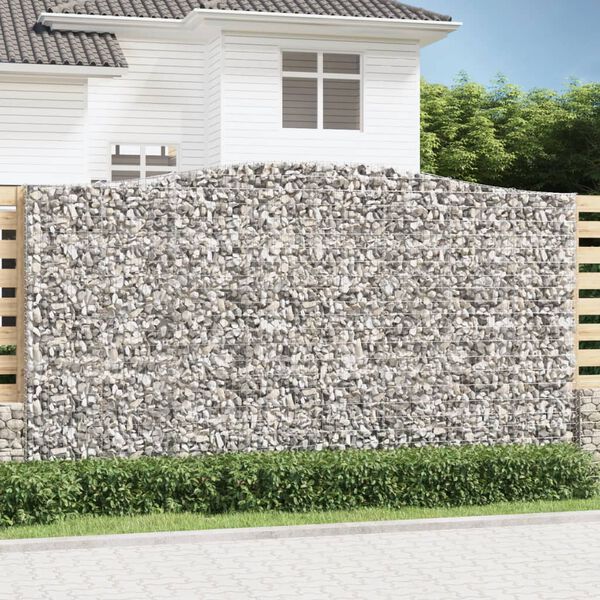 vidaXL Obokane gabion košare 2 kosa 400x50x220/240 cm pocinkano železo