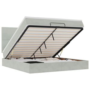 vidaXL Otomanski posteljni okvir z vzmetnicami siv 160x200 cm žamet