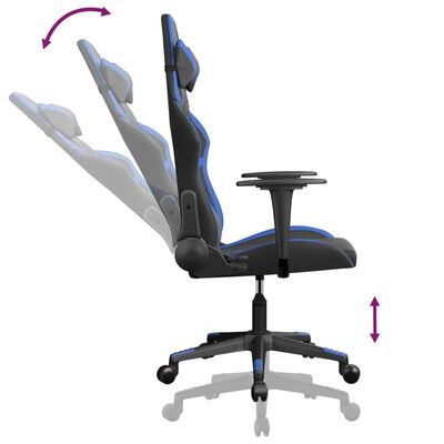 vidaXL Gaming stol črno in modro umetno usnje