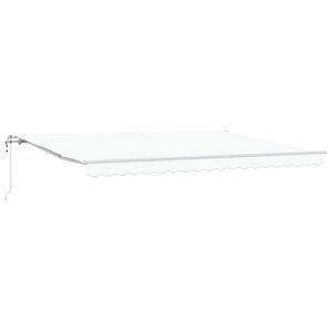 vidaXL Vlečna tenda Bela 450 &times; 350 cm Tkanina in aluminij
