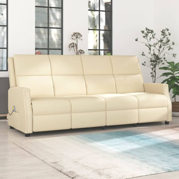 vidaXL Masažni štirised krem umetno usnje