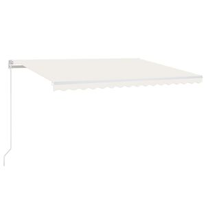 vidaXL Ročno zložljiva tenda z LED lučmi 450x300 cm krem