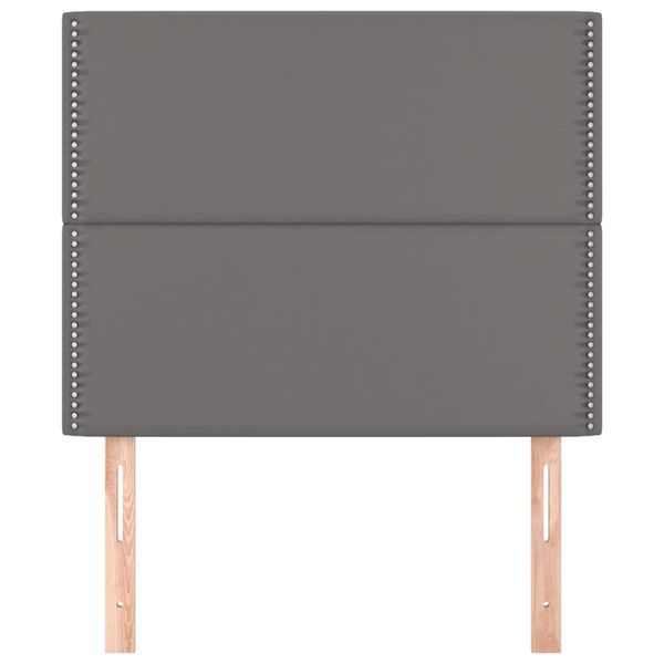vidaXL Vzglavje postelje sivo 80x5x118/128 cm umetno usnje