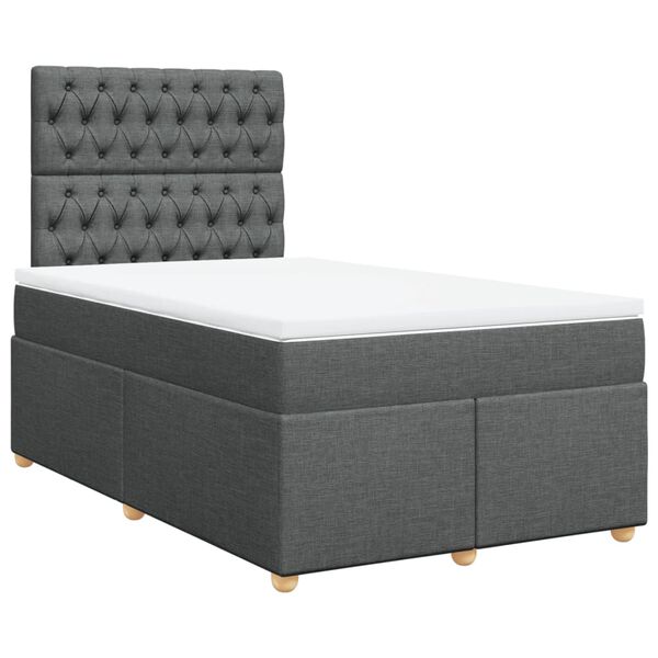 vidaXL Box spring postelja z vzmetnico temno siva 120x190 cm blago