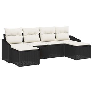 vidaXL Komplet za jedilnico v vrtu z blazino 6 pcs Črna in krem