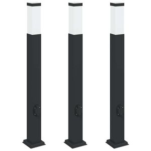 vidaXL Stebričke z vtičnico 3 kosi 80 cm črne IP44