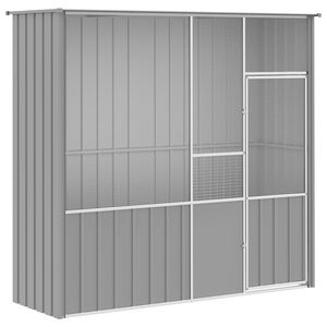 vidaXL Ptičja kletka siva 215x78x200 cm pocinkano jeklo
