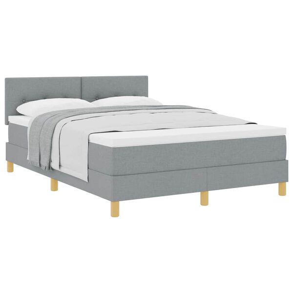 vidaXL Postelja boxspring z vzmetnico Svetlo siva 140 x 190 cm blago