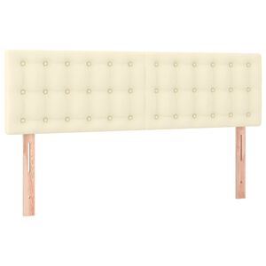 vidaXL Posteljno vzglavje krem 144x5x78/88 cm umetno usnje