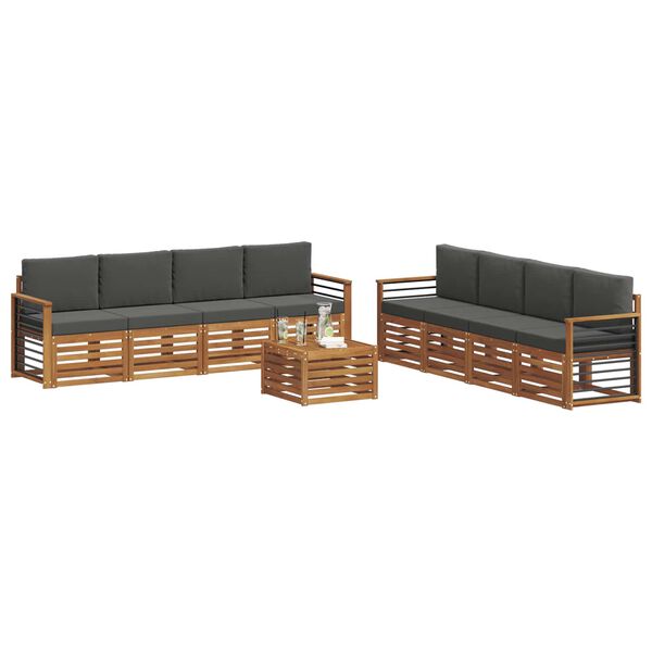 vidaXL Sedežne garniture z blazino 9 pcs Naravna in antracitna