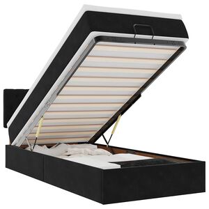 vidaXL Otomanski posteljni okvir z vzmetnico črn 80x200 cm žamet
