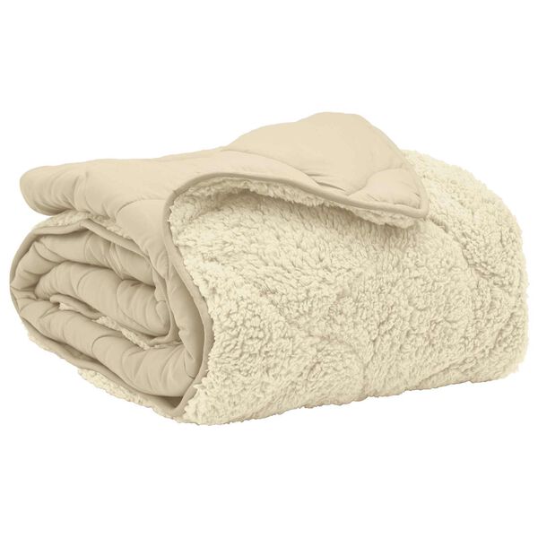 vidaXL Zimska posteljnina krema 200 x 200 cm Mikrofibra in Teddy flis