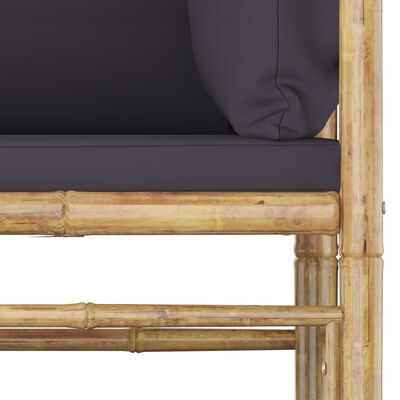 vidaXL Vrtna sedežna garnitura s temno sivimi blazinami 2-delna bambus