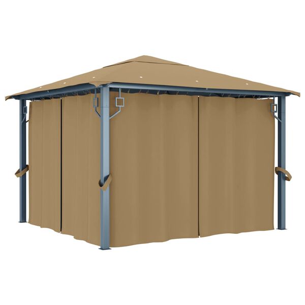 vidaXL Paviljon z zaveso 300x300 cm taupe aluminij