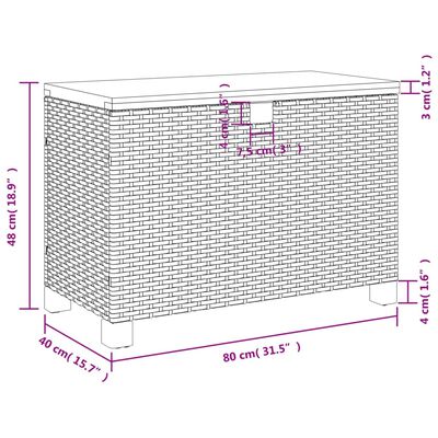 vidaXL Vrtna škatla za shranjevanje siva 80x40x48 cm PE ratan akacija