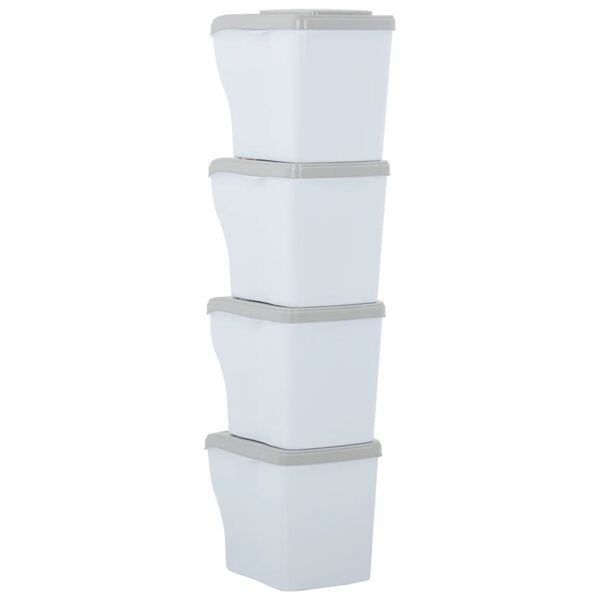 vidaXL Koši za smeti 4 kosi 80 L beli