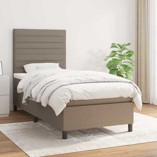 vidaXL Box spring postelja z vzmetnico taupe 90x190 cm blago
