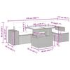 vidaXL Vrtna sedežna garnitura z blazinami 6-delna črn ratan/akacija