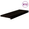 vidaXL Podloge za stopnice 12 kosov rjavo-črne 70x30x2 cm trdna hrastovina