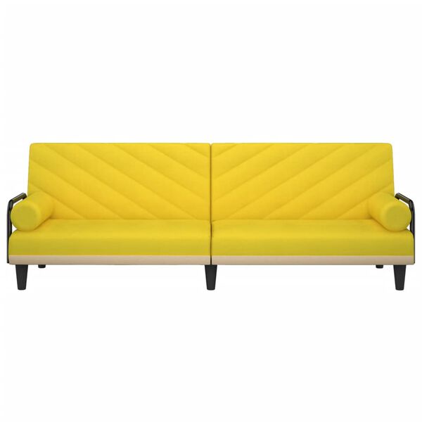 vidaXL Raztegljiv kavč z naslonjali za roke svetlo rumeno blago