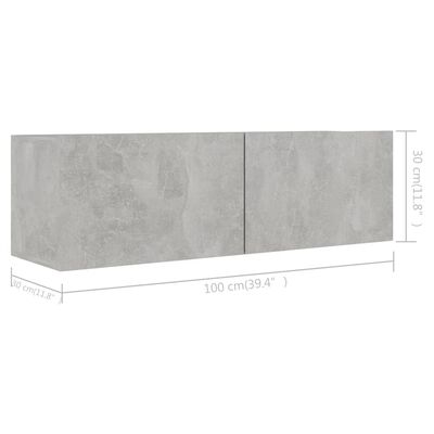 vidaXL TV omarice 4 kosi betonsko sive 100x30x30 cm iverna plošča