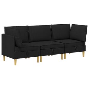 vidaXL Modularni kavč s shranjevanjem 3 pcs Črna Blago